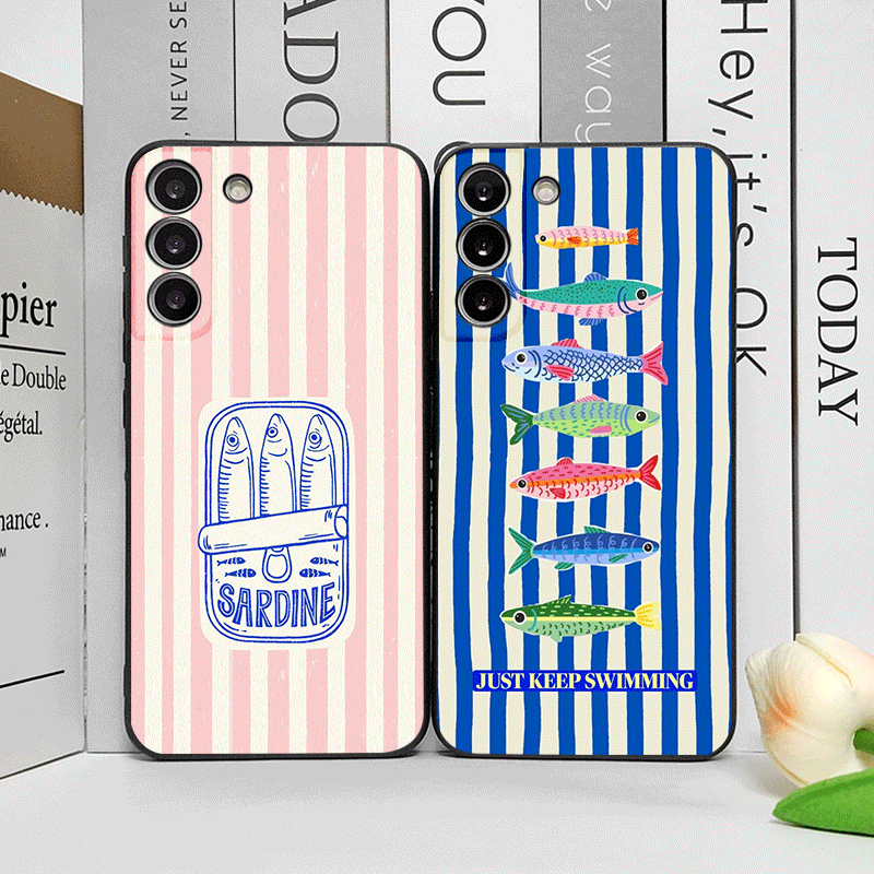 Oppo Find X8 - Niedliche Gestreifte Sardinen-Muster Farbige Fisch-Handyhülle für