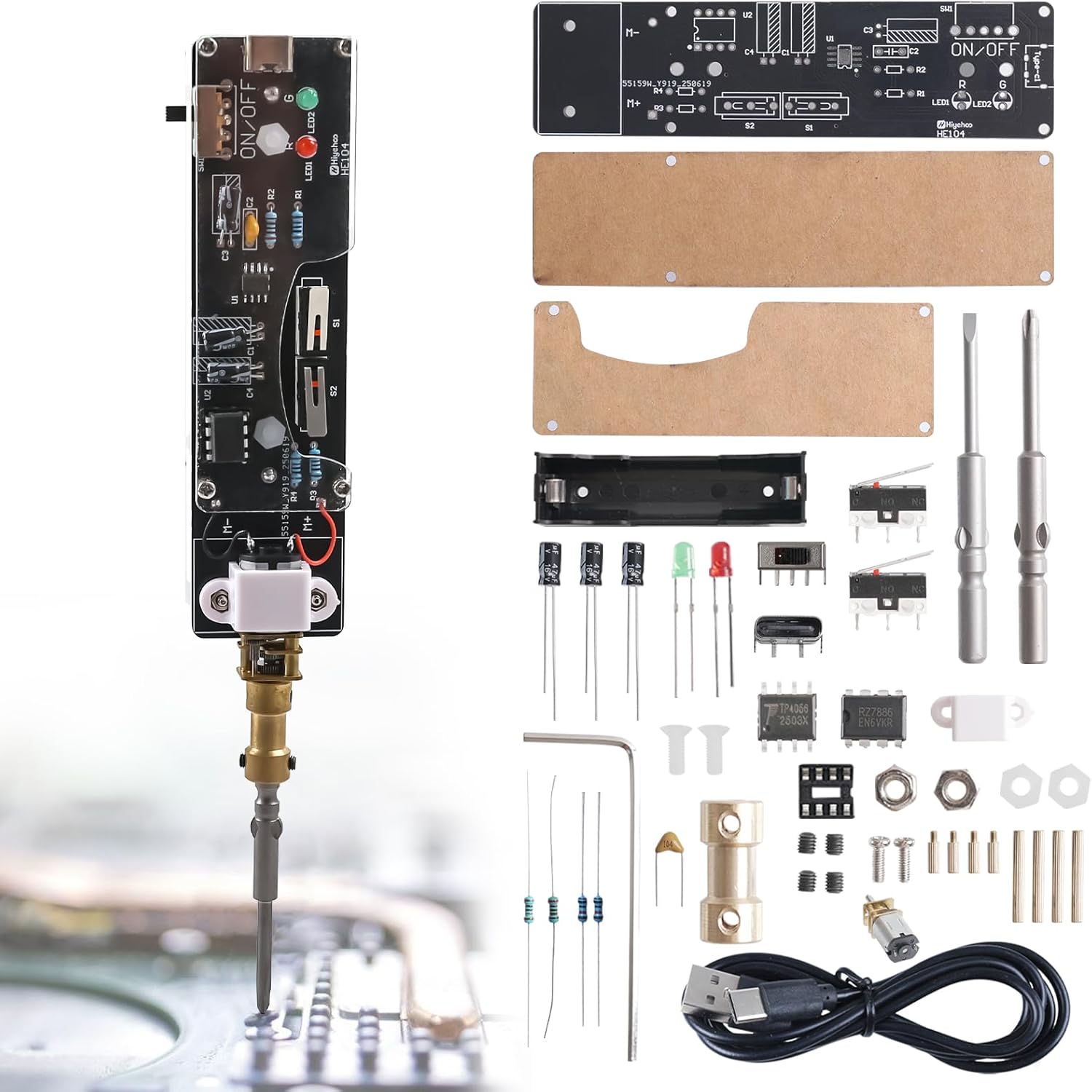 Electronics Repair Gadgets - USB wiederaufladbarer Elektroschrauber, Lötprojekt-Set mit 2