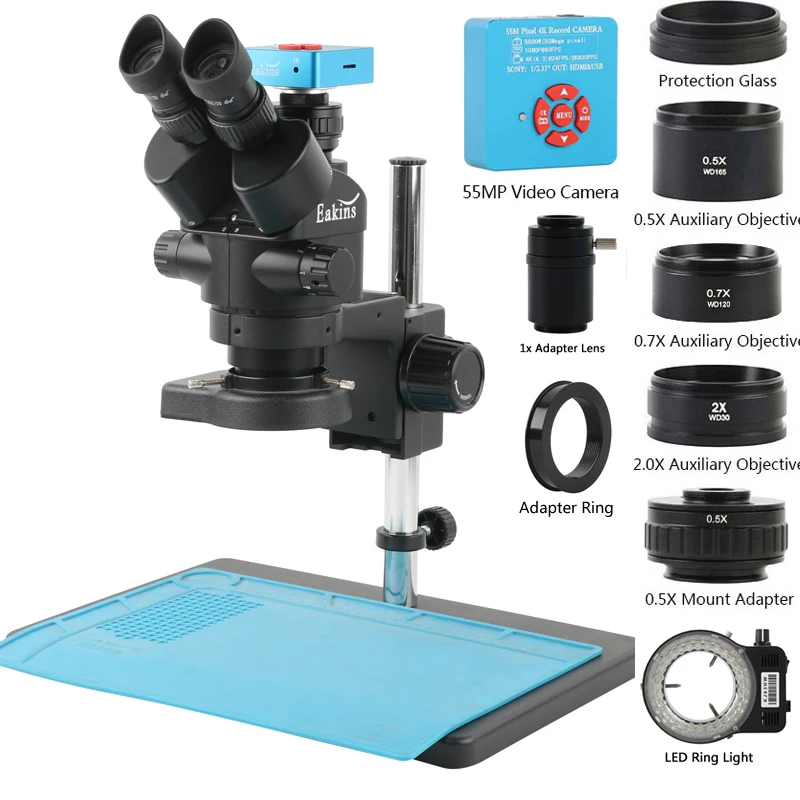 Digital Magnifier Reading - Trinokulares Stereomikroskop-Set mit 3,5-90-fachem Zoom +